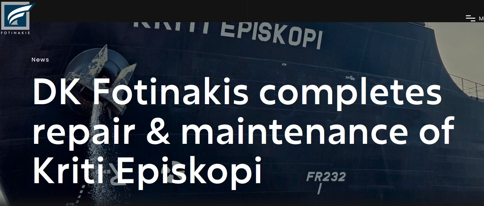 DK Fotinakis successfully completed the repair and maintenance of AVIN INTERNATIONAL L.T.D.’s oil/chemical tanker KRITI EPISKOPI,