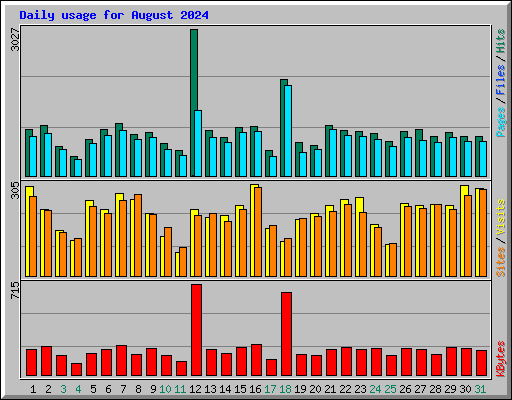 Daily usage for August 2024